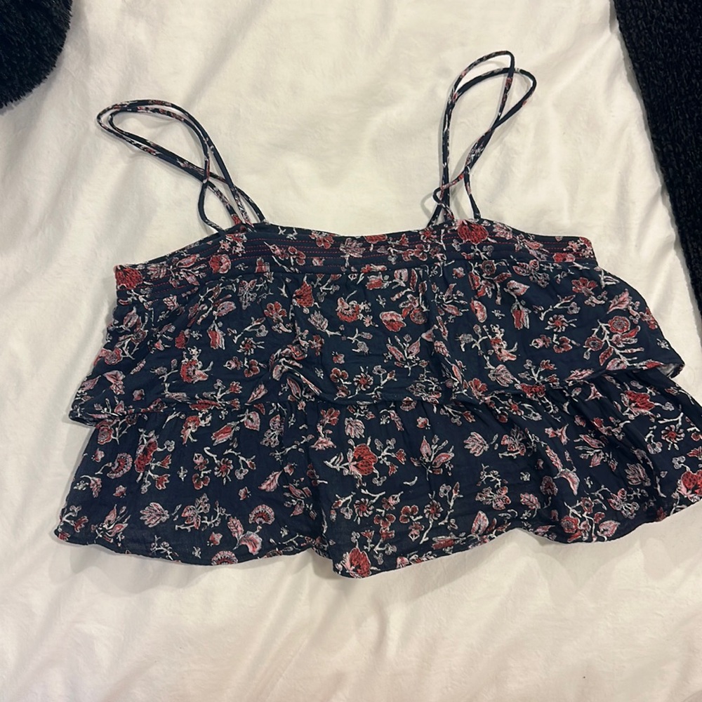 Cropped summer ruffle blouse